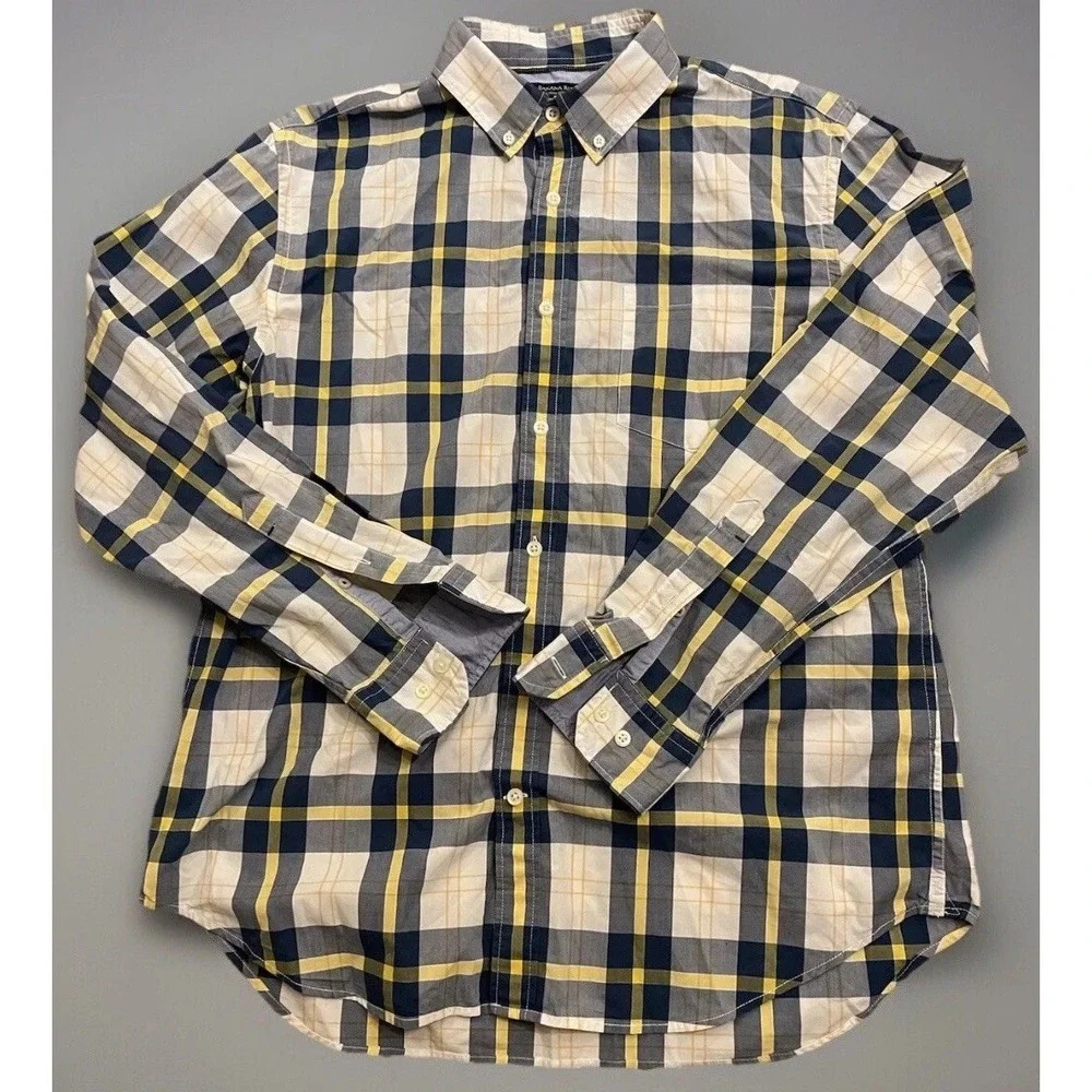Banana Republic 078 Long Sleeve Button Down Shirt Blue Yellow Plaid Large JBHS
